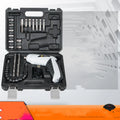 Black rechargeable lithium battery screwdriver with pistol grip and USB charging cable for furniture assembly.
