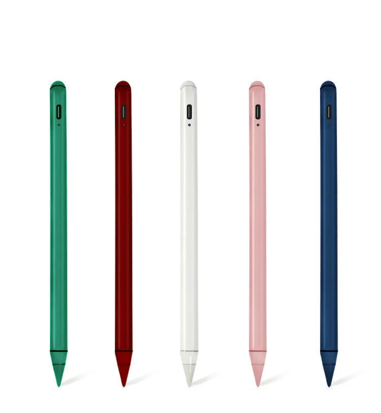 White magnetic stylus pen attached to iPad tablet showing magnetic attachment feature