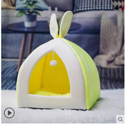 Cloth cat house pet nest for cats and small dogs in grey, pink, or yellow, sizes S to XL