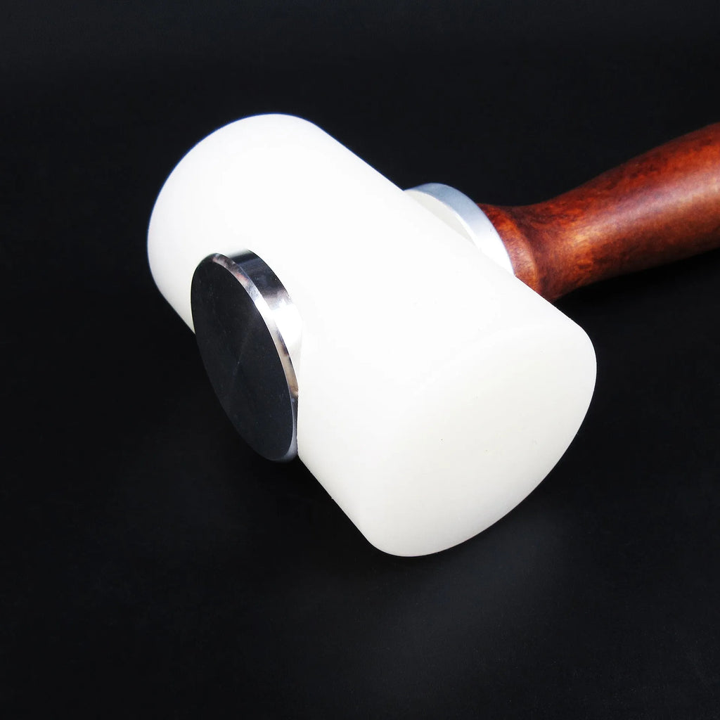 T-shaped nylon leather carving hammer with brown wooden handle for punching and engraving