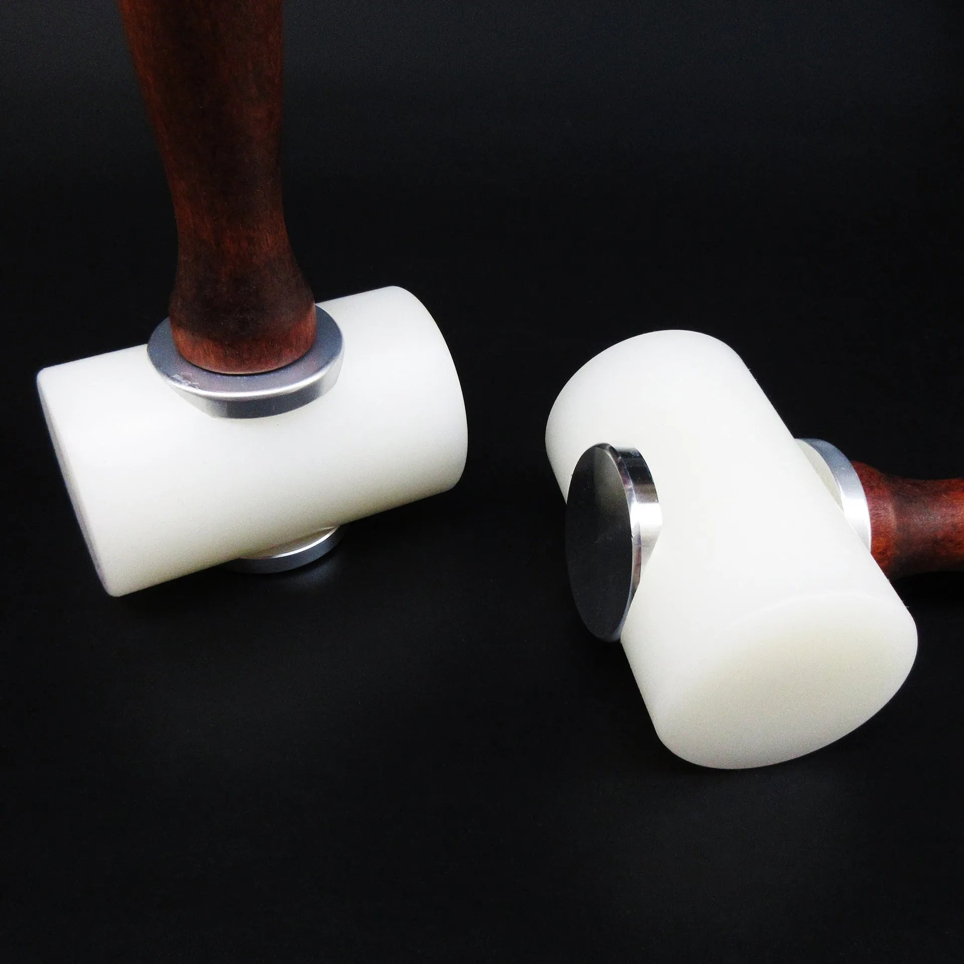 T-shaped nylon leather carving hammer with brown wooden handle for punching and engraving