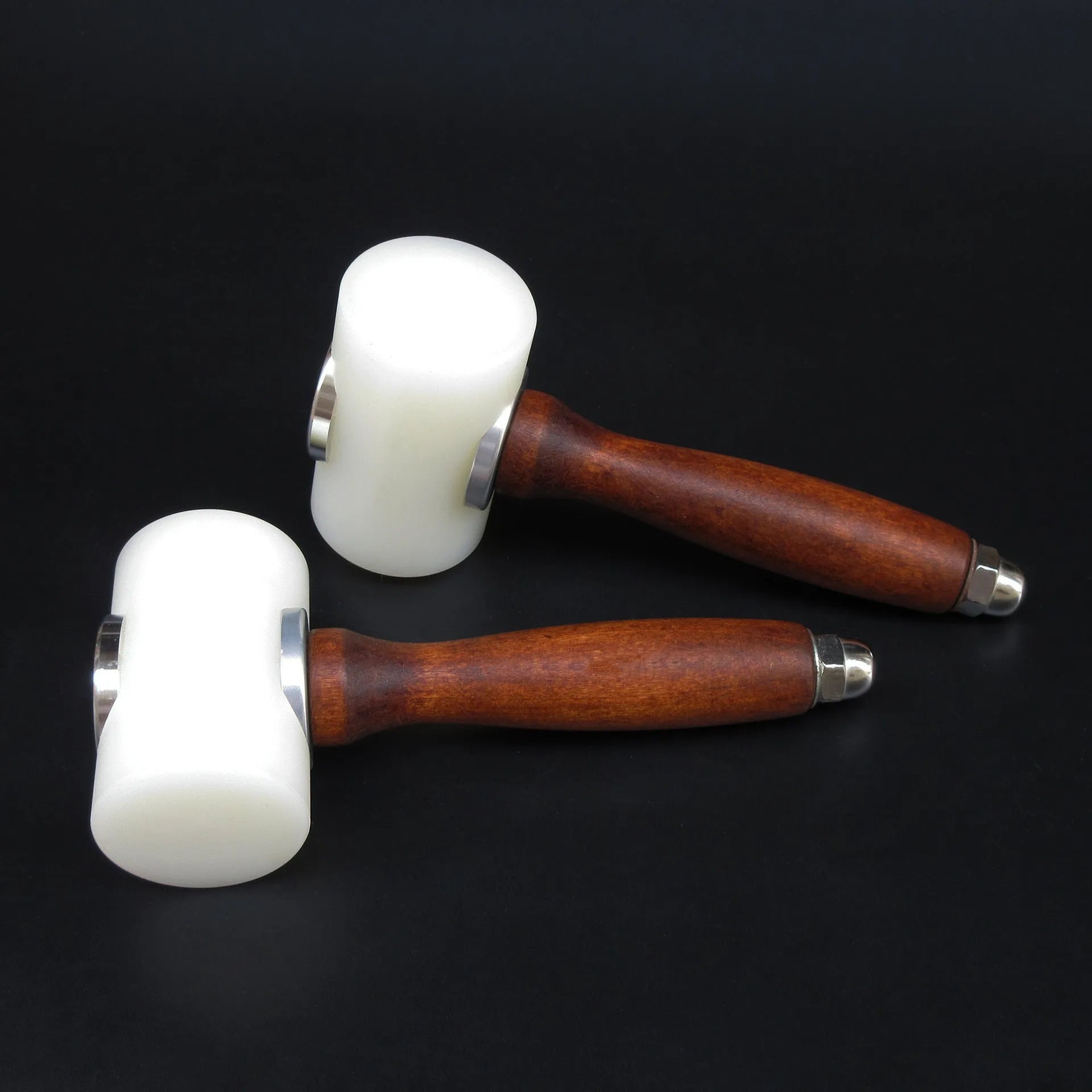 T-shaped nylon leather carving hammer with brown wooden handle for punching and engraving
