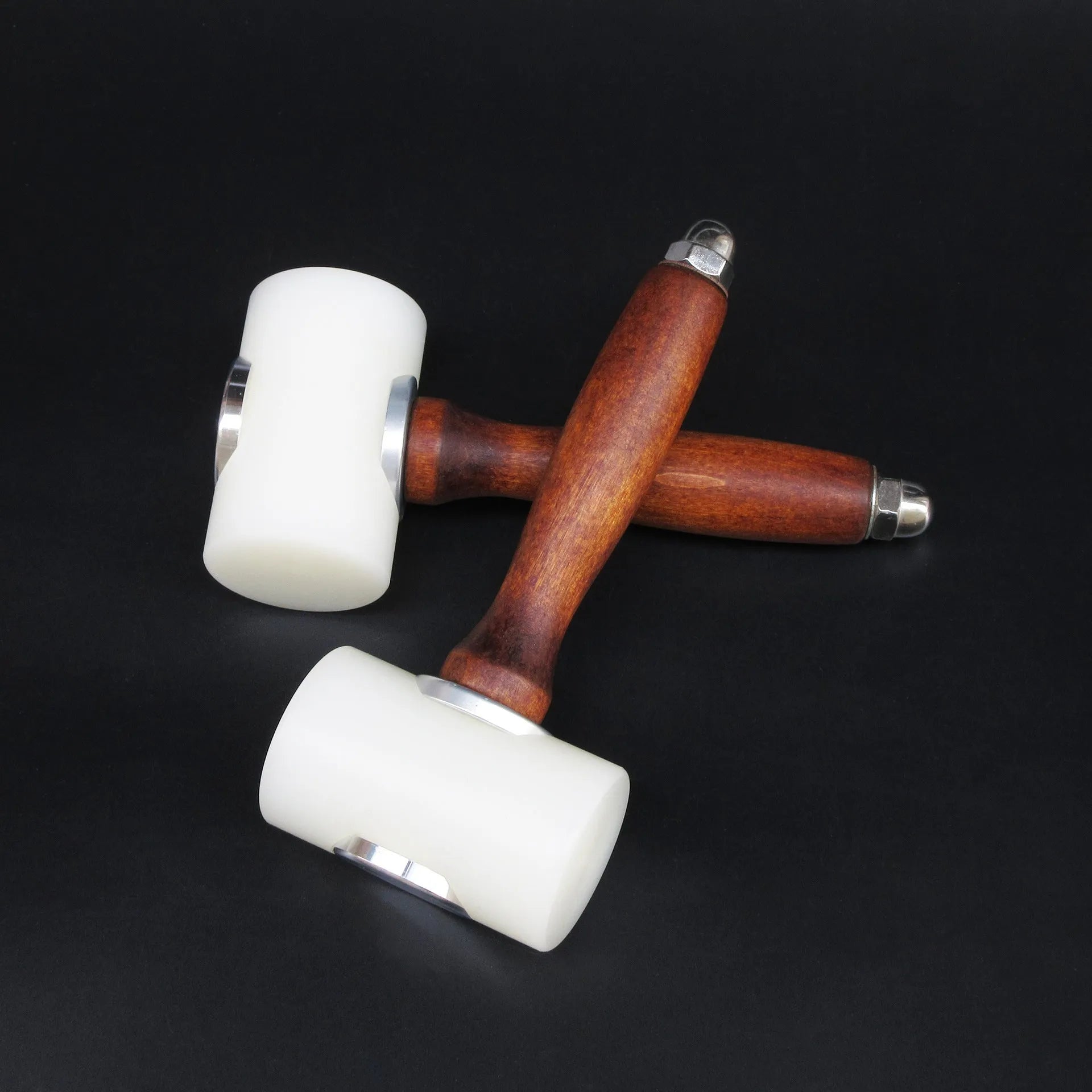 T-shaped nylon leather carving hammer with brown wooden handle for punching and engraving