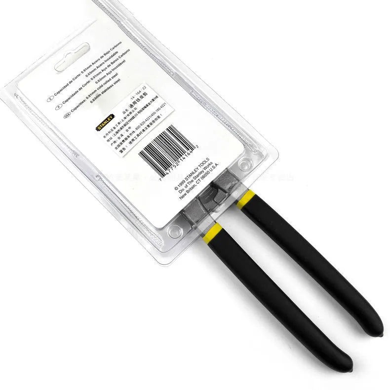 Yellow-handled high carbon steel barbed wire shears with 200mm length and sandblasted finish