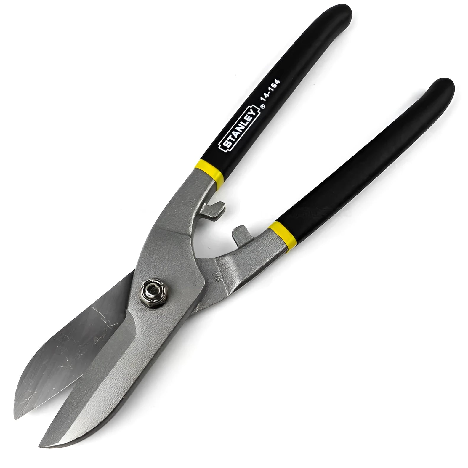 Yellow-handled high carbon steel barbed wire shears with 200mm length and sandblasted finish