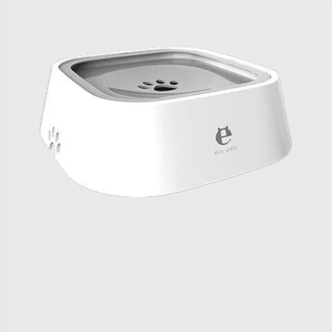 1.5L grey pet water bowl with floating plate, ABS and PP construction, anti-overflow design