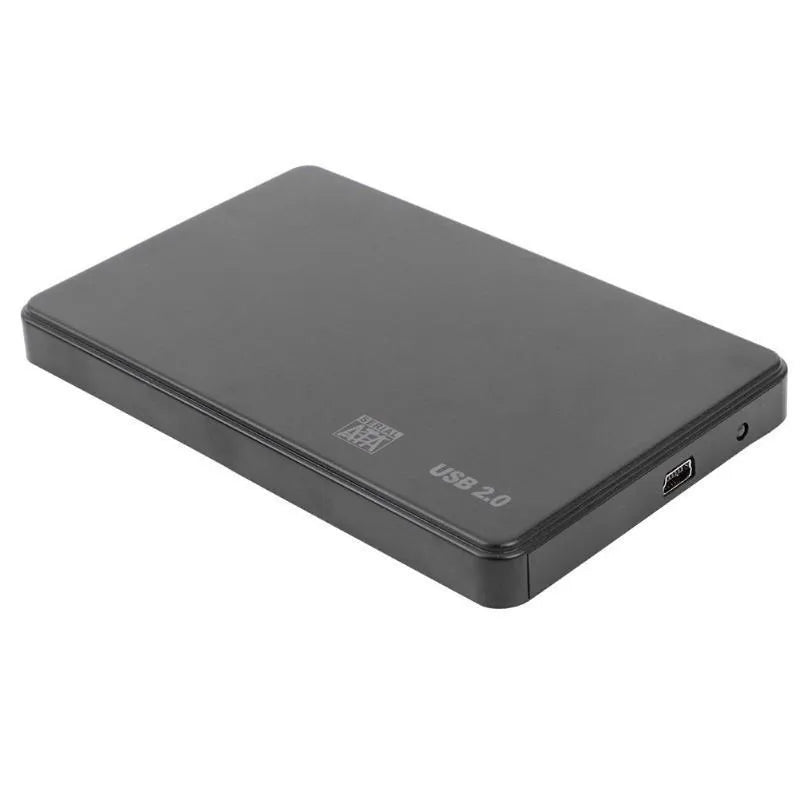 Black SATA hard disk enclosure with USB interface, ABS material, 120x73mm