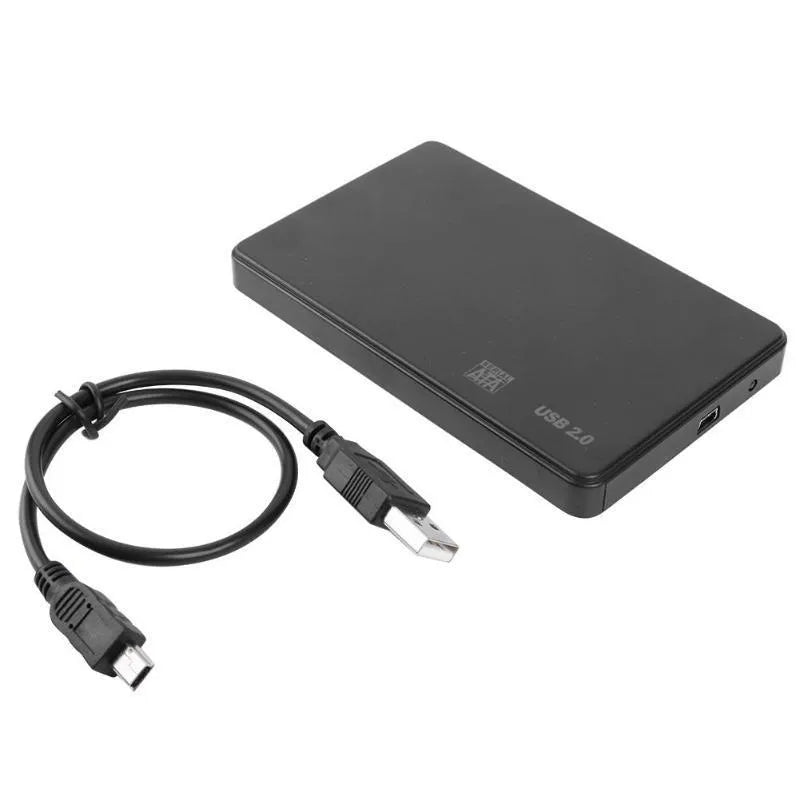 Black SATA hard disk enclosure with USB interface, ABS material, 120x73mm