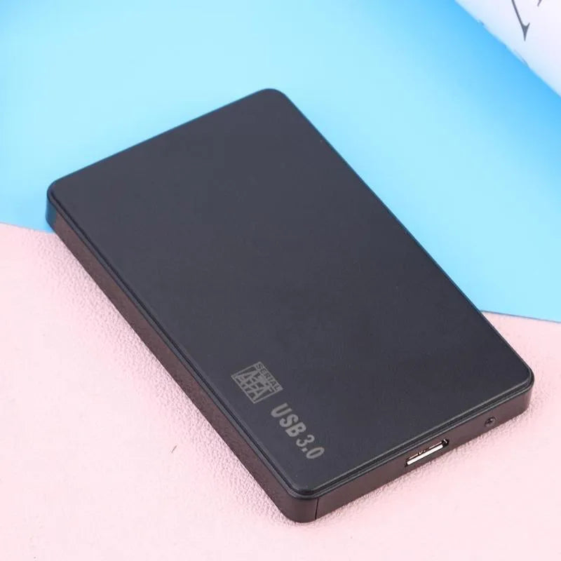 Black SATA hard disk enclosure with USB interface, ABS material, 120x73mm