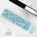Wireless keyboard and mouse set with round keys, USB receiver, 1000dpi optical mouse, available in five colours