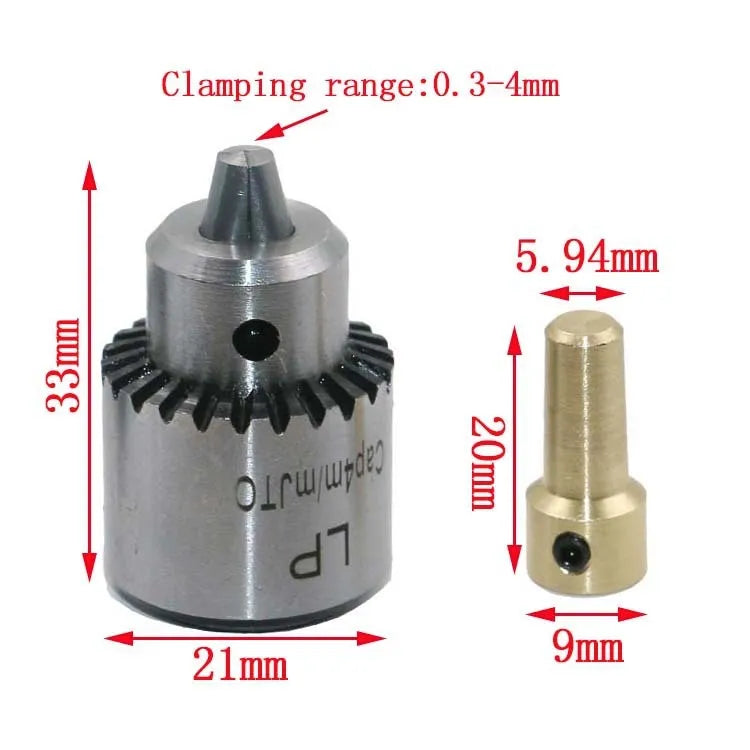 Hard alloy drill chuck accessory set with 3.17mm tail hole and Type 0 chuck