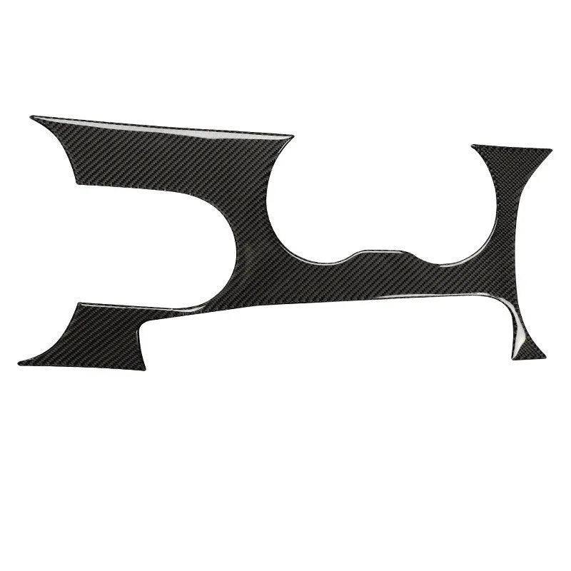 Black carbon fibre and crystal epoxy cup holder panel sticker, approximately 265mm x 510mm, for car interior modification