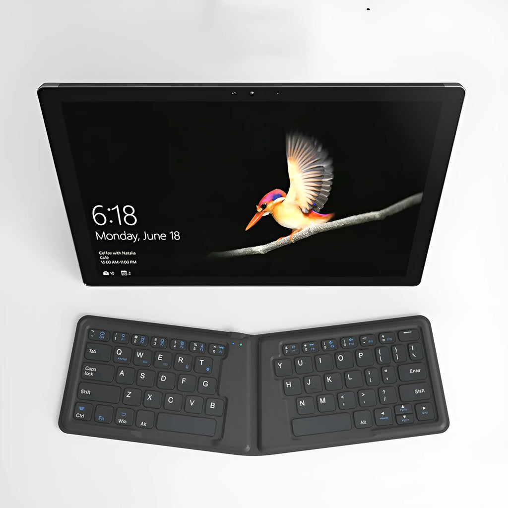 Folding Bluetooth keyboard compatible with Apple devices, 64 keys, ABS material, USB rechargeable, style A 166 degree version