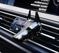 Doberman-shaped car air freshener solid diffuser vent clip in black colour on car air vent