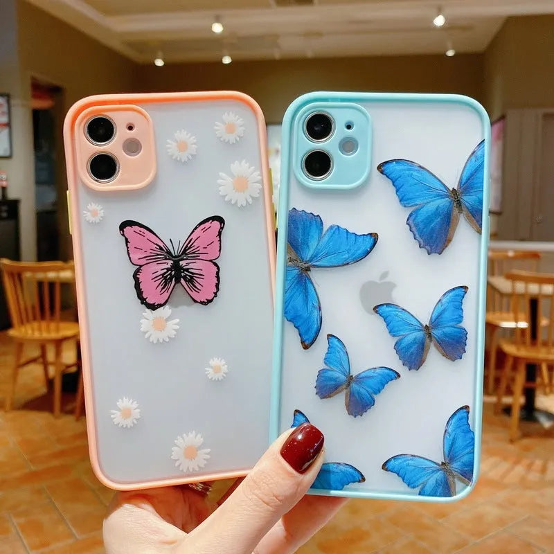 XS SE Butterfly Case for iPhone showing pink acrylic back with animal design and soft edges