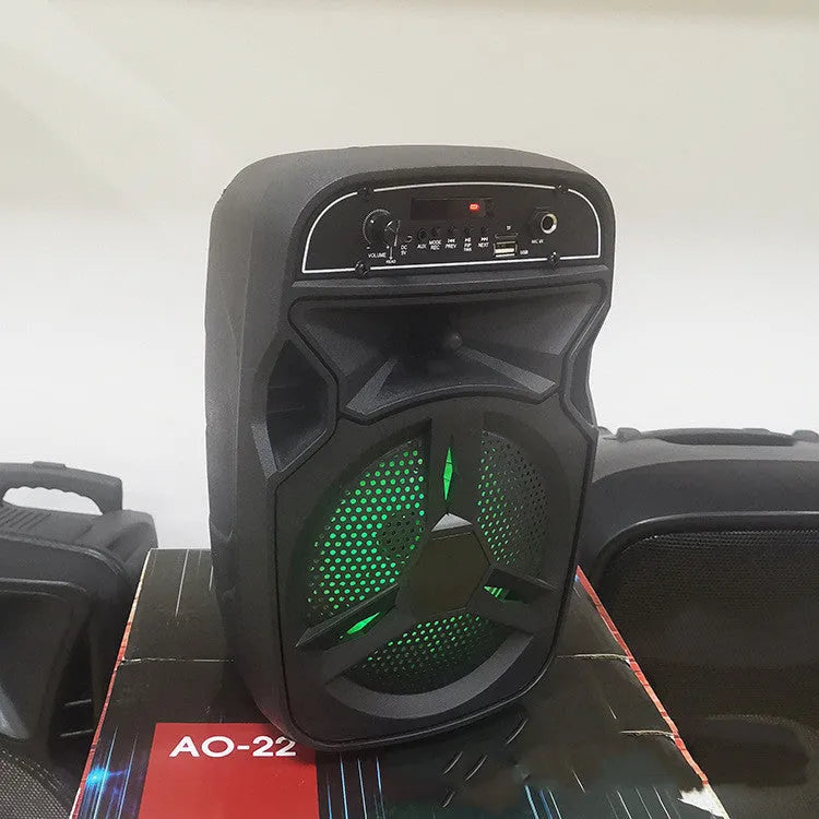 Black portable outdoor Bluetooth speaker with 6.5-inch driver for square dancing