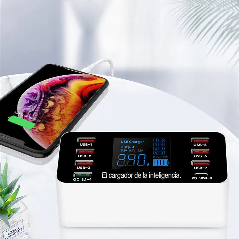 Smart A9P multi-port phone charger in white with PD+QC3.0 fast charge and USB output