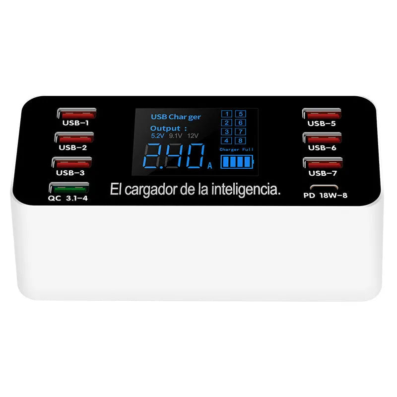 Smart A9P multi-port phone charger in white with PD+QC3.0 fast charge and USB output
