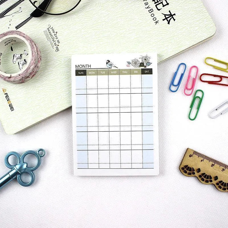 Weekly monthly work plan diary agenda showing four design styles at 10.2×7.2cm size