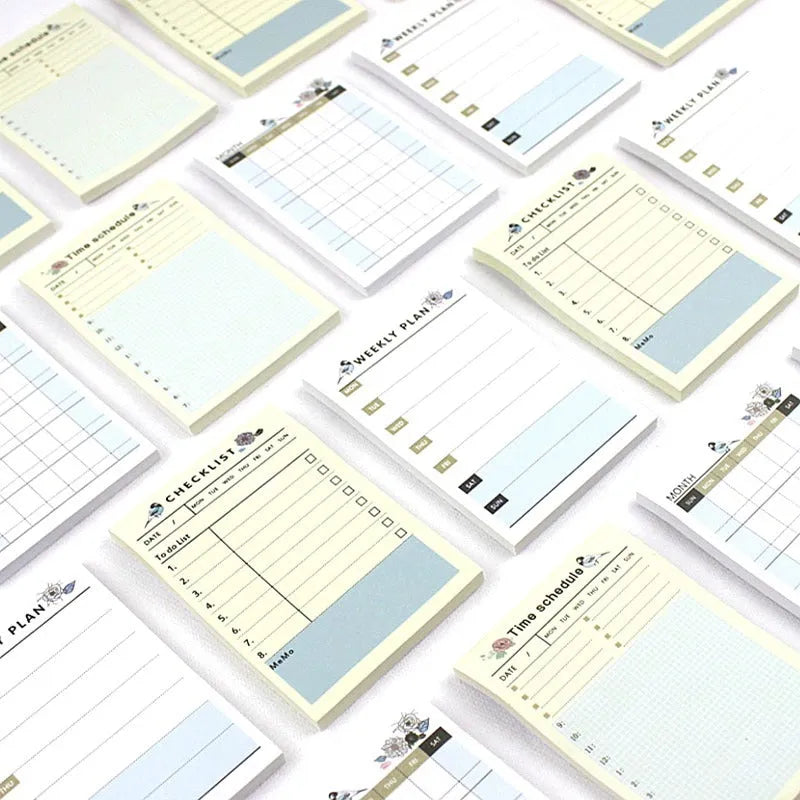 Weekly monthly work plan diary agenda showing four design styles at 10.2×7.2cm size