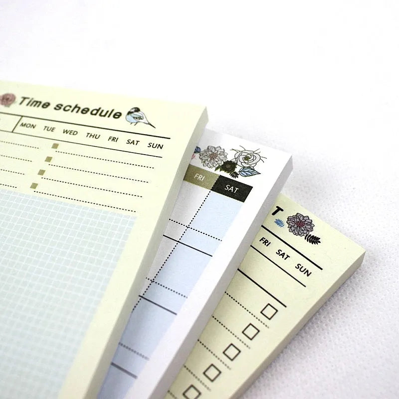 Weekly monthly work plan diary agenda showing four design styles at 10.2×7.2cm size