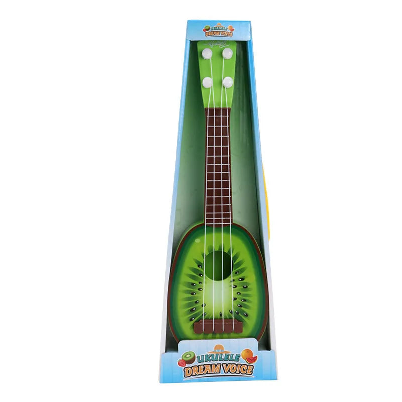 Plastic retro guitar toy ukulele for children's musical training with colour box packaging