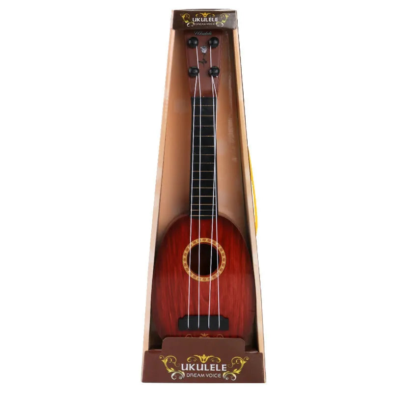 Plastic retro guitar toy ukulele for children's musical training with colour box packaging