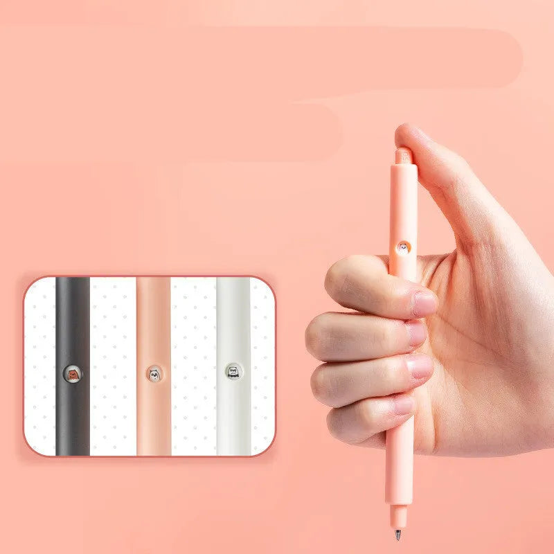 MINISO bare bear cartoon press gel pen with 0.5mm tip in black, pink, and white colours