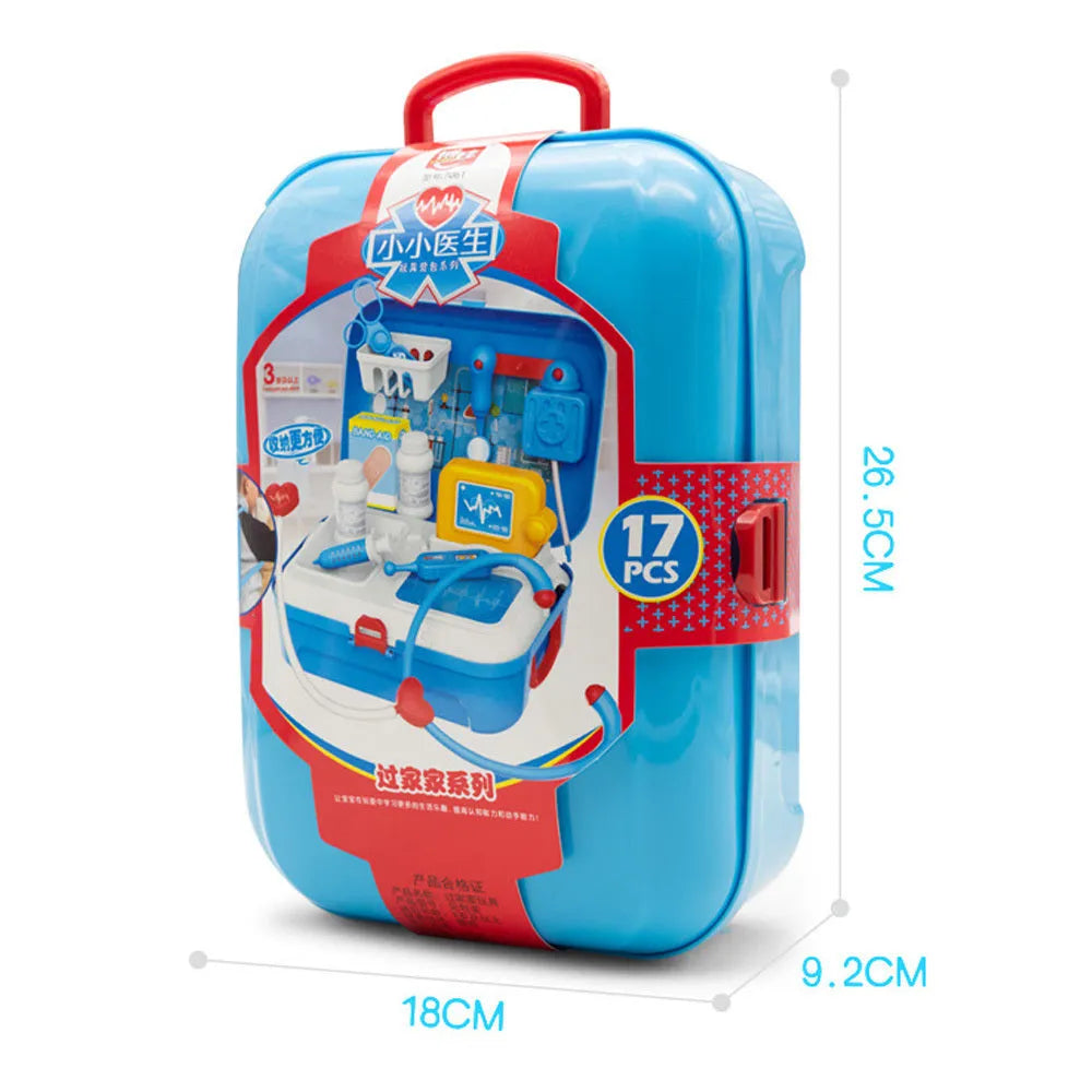 17PCS children pretend play doctor toy set in ABS plastic with medical backpack carry case