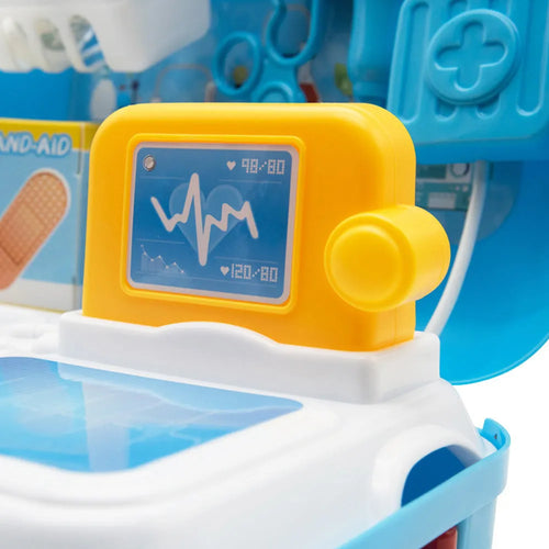 17PCS children pretend play doctor toy set in ABS plastic with medical backpack carry case