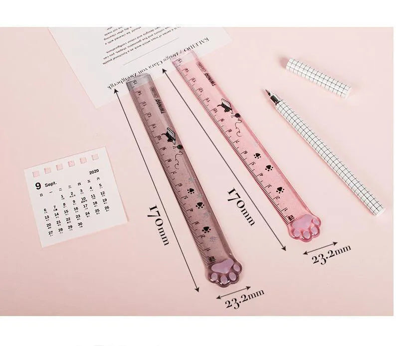 Transparent plastic straightedge ruler 15cm with clear measurement scale on white background