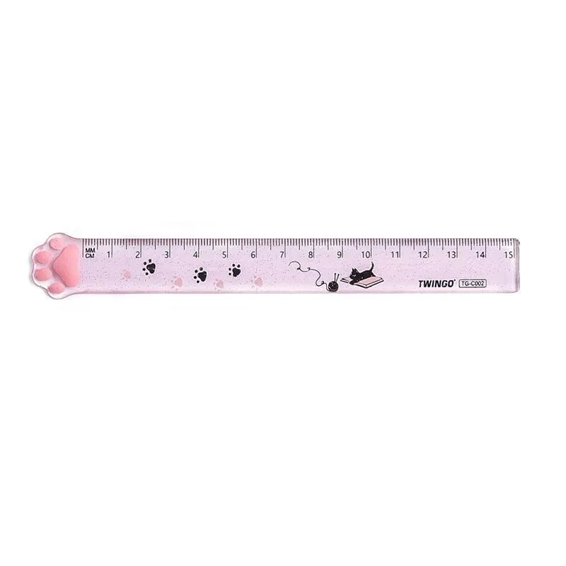 Transparent plastic straightedge ruler 15cm with clear measurement scale on white background
