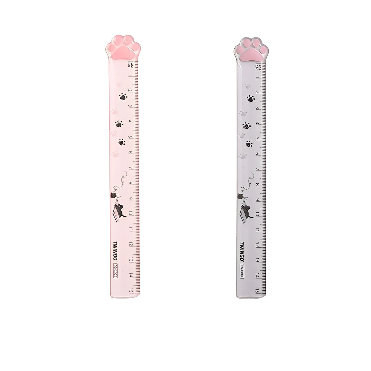 Transparent plastic straightedge ruler 15cm with clear measurement scale on white background