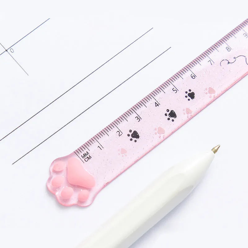 Transparent plastic straightedge ruler 15cm with clear measurement scale on white background
