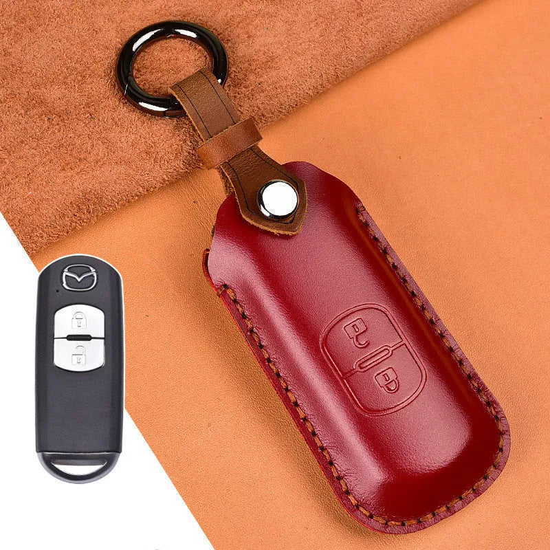 Mad horse skin leather key cover case for Mazda CX4 Angkerra 3 Atez 6 CX5 CX7 CX9 in blue brown red