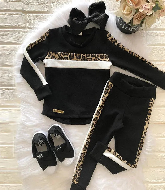 Girls autumn winter clothing set in white, black or pink, sizes 12M to 5T