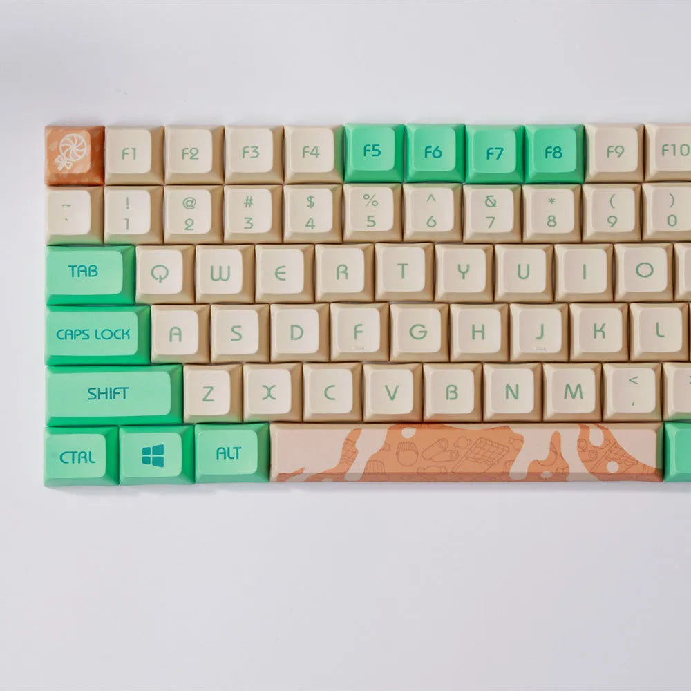 Mint Toffee DSA profile PBT sublimation keycaps for XDA104 mechanical keyboard layout