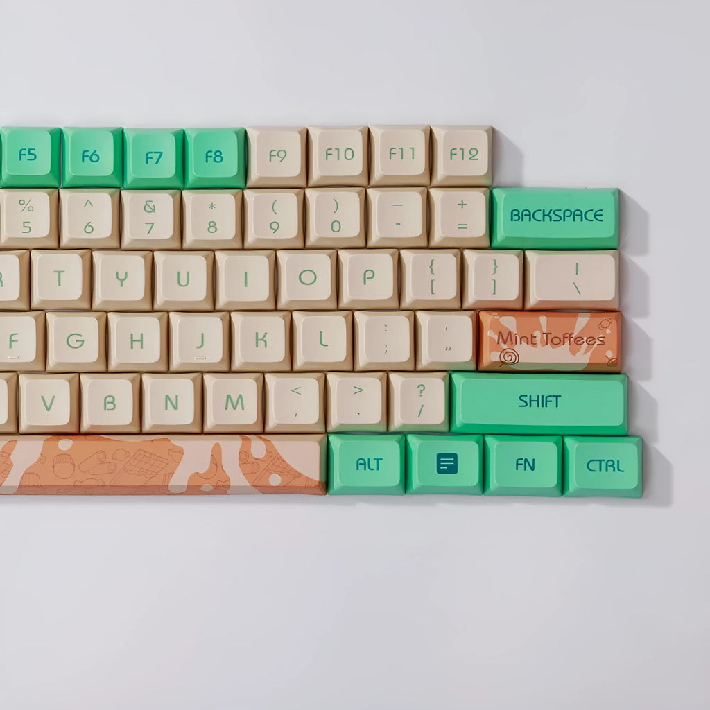 Mint Toffee DSA profile PBT sublimation keycaps for XDA104 mechanical keyboard layout