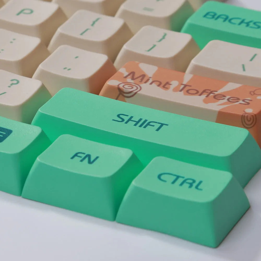Mint Toffee DSA profile PBT sublimation keycaps for XDA104 mechanical keyboard layout