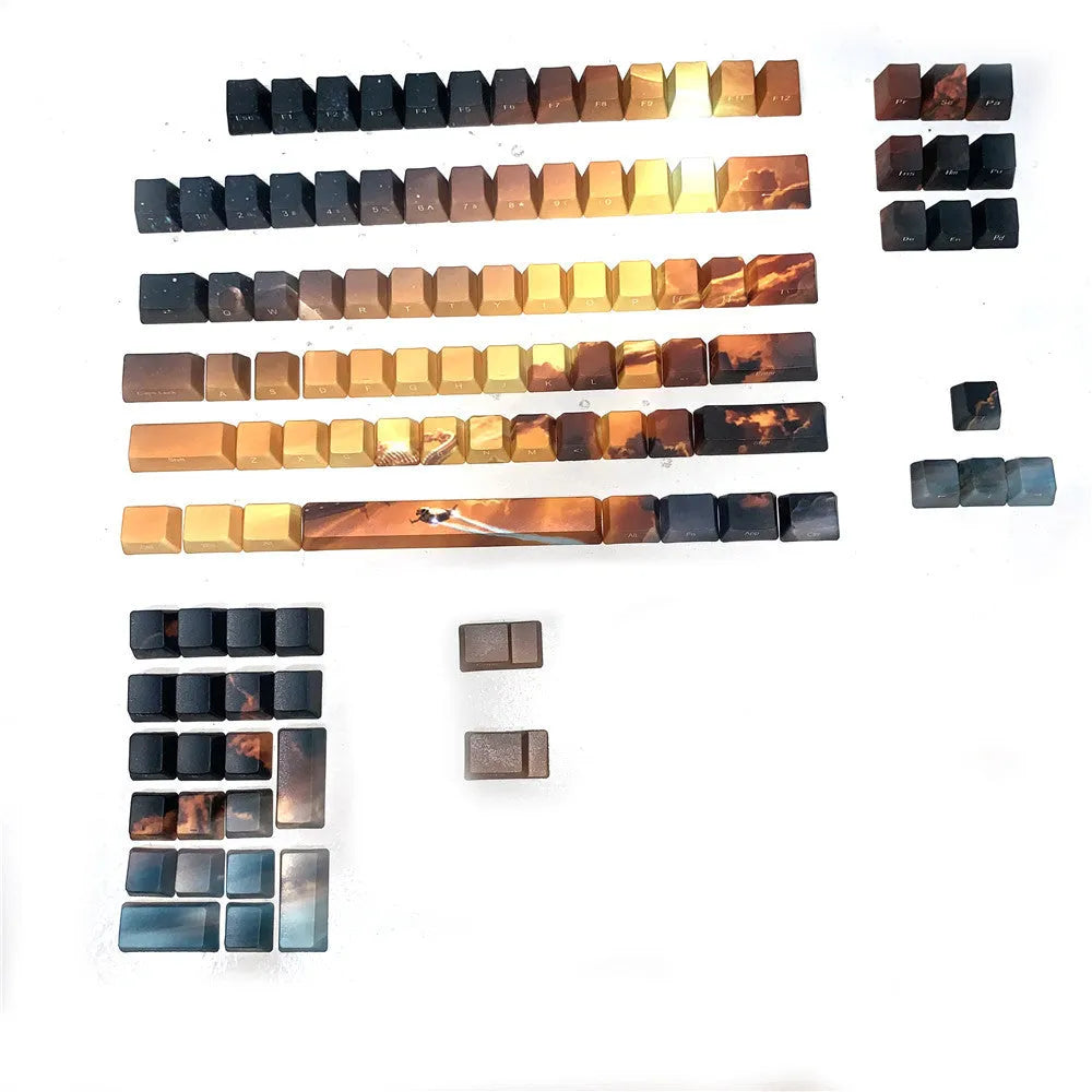 Saturn engraved mechanical keyboard keycaps with 108+2 key set and wireless USB connection