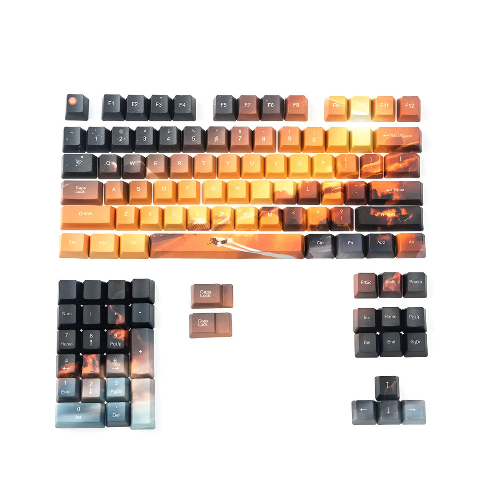 Saturn engraved mechanical keyboard keycaps with 108+2 key set and wireless USB connection