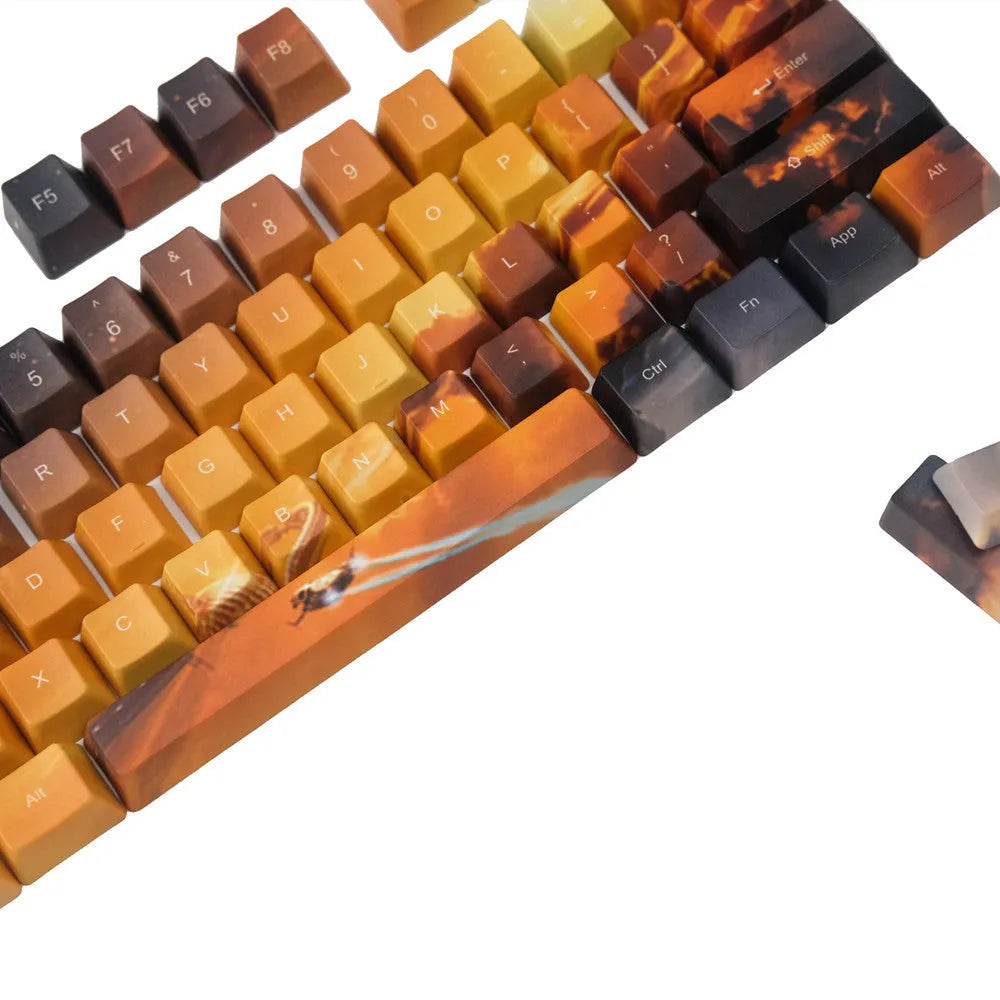 Saturn engraved mechanical keyboard keycaps with 108+2 key set and wireless USB connection