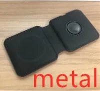 White foldable magnetic wireless charging dock showing two charging surfaces on a desk.