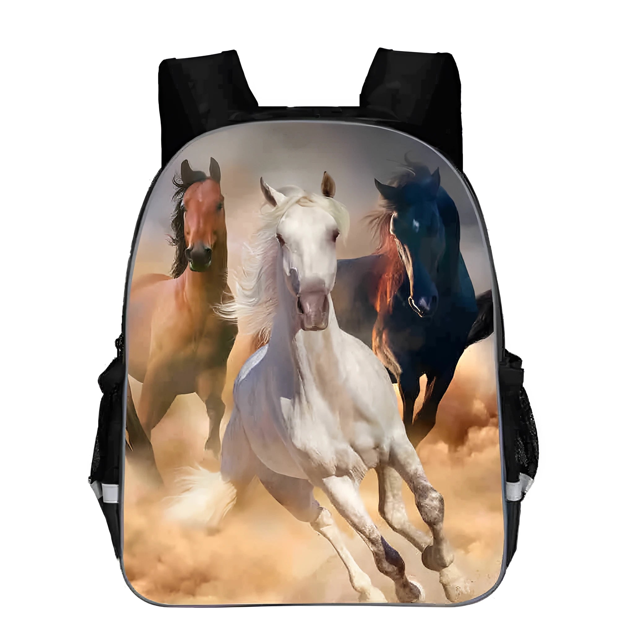 Horse animal head cartoon backpack with lightning pattern in medium capacity under 20 litres
