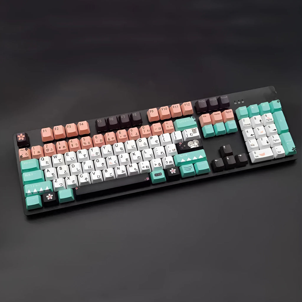 Green Cherry profile mechanical keyboard keycap set with 104 ABS plastic keys and cross-style MX stems