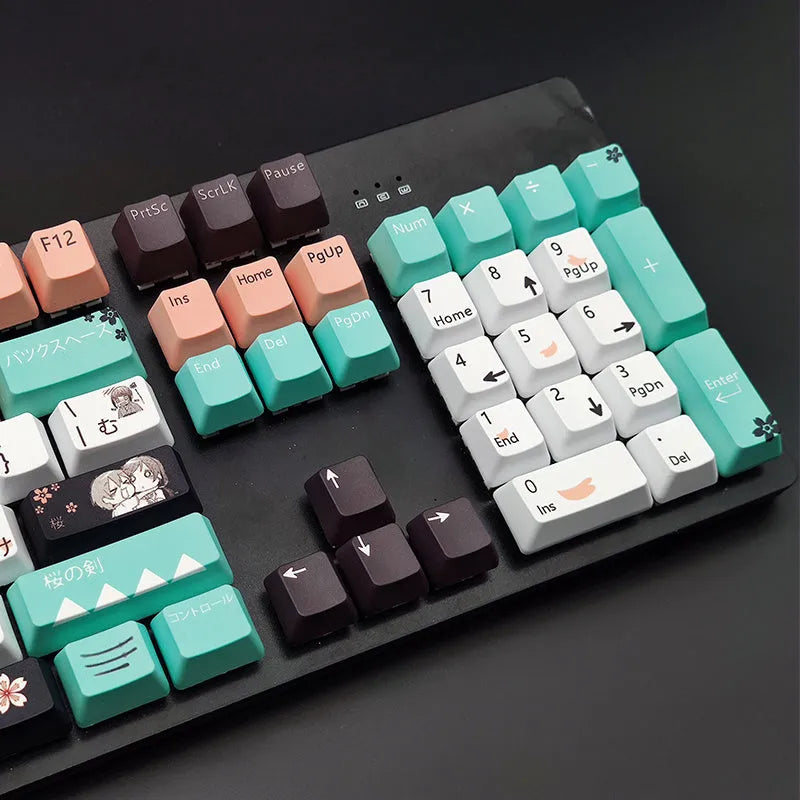 Green Cherry profile mechanical keyboard keycap set with 104 ABS plastic keys and cross-style MX stems