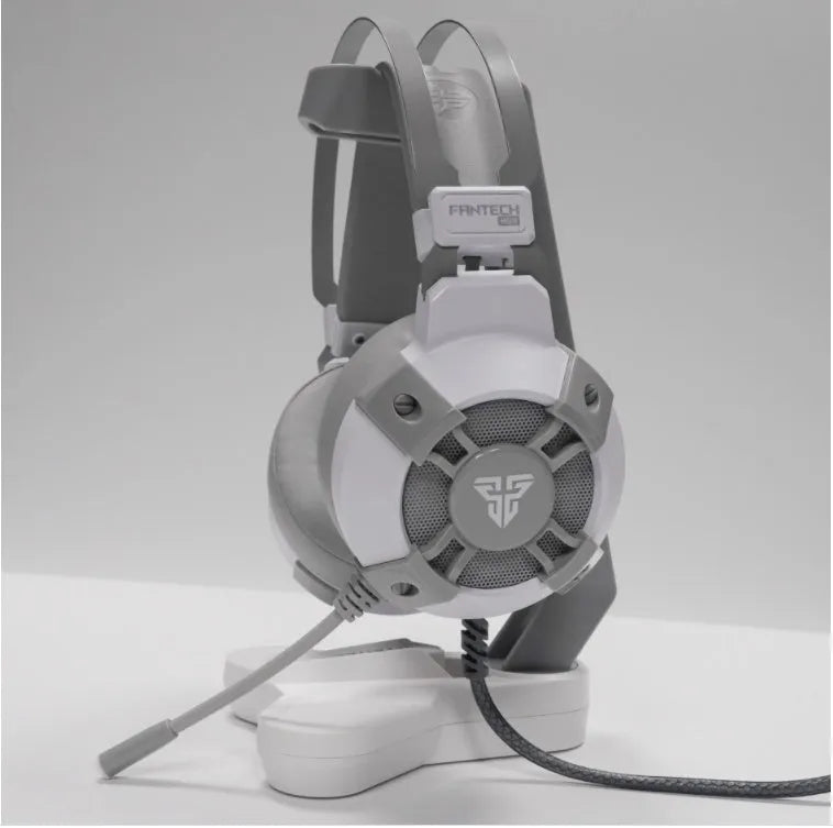 Black FANTECH HG11 USB gaming headset with RGB lights on earcups and a noise-cancelling microphone.