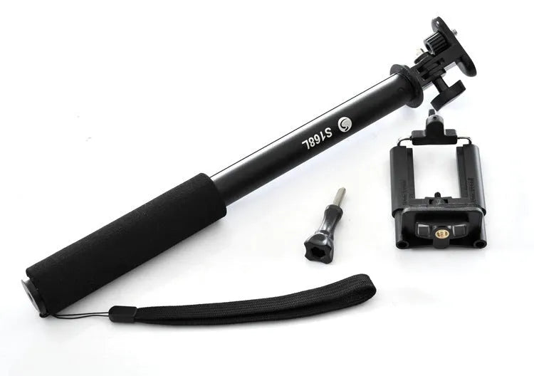 Aluminium alloy selfie stick for mobile phones in black, gold and pink colours with Bluetooth remote
