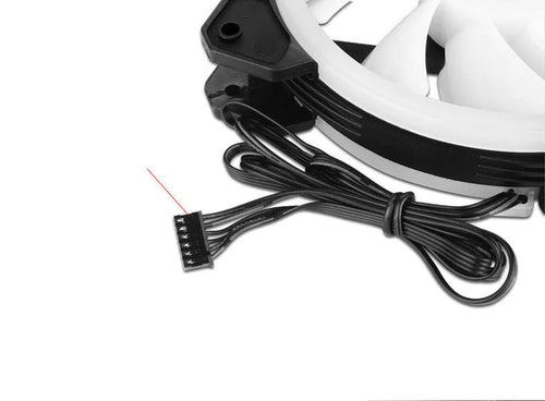 12cm camouflage pattern RGB colour-changing PC cooling fan with integrated speaker.