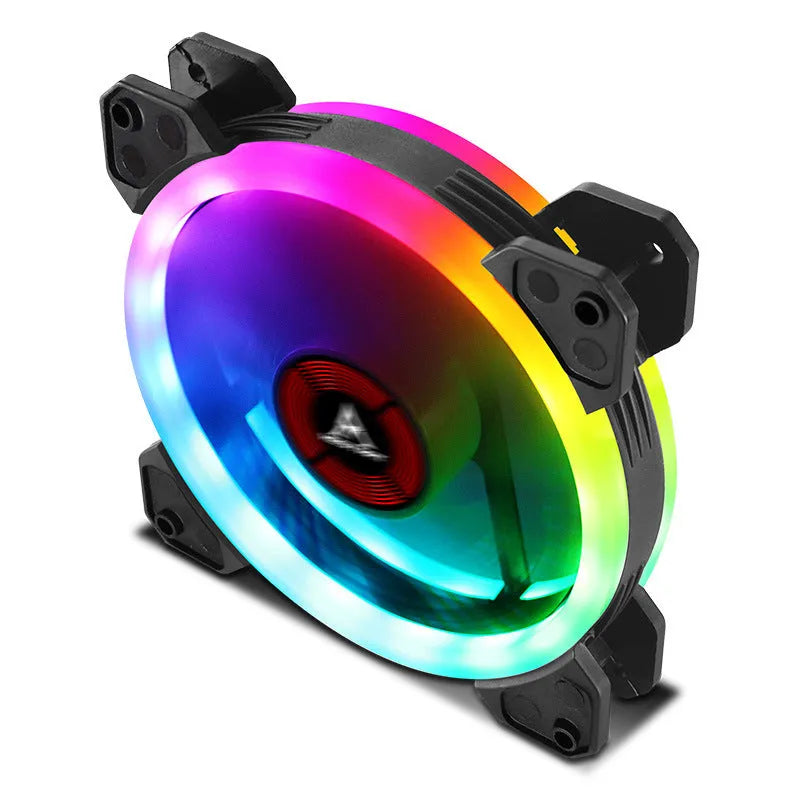 12cm camouflage pattern RGB colour-changing PC cooling fan with integrated speaker.